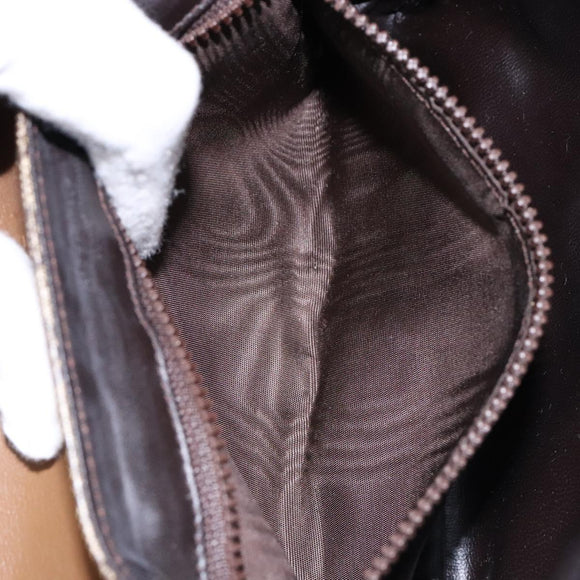 CELINE Macadam Canvas Shoulder Bag PVC Beige Gold Auth 138273