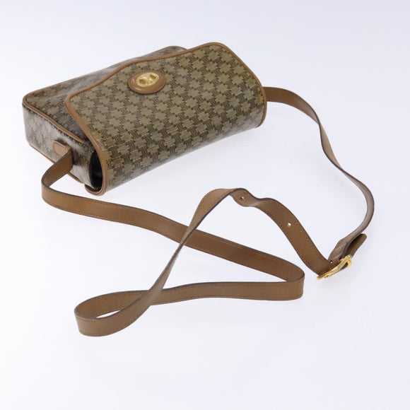 CELINE Macadam Canvas Shoulder Bag PVC Beige Gold Auth 138273