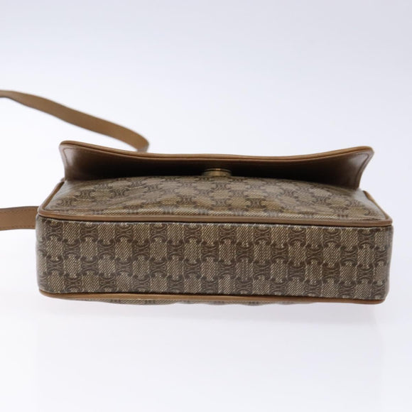 CELINE Macadam Canvas Shoulder Bag PVC Beige Gold Auth 138273