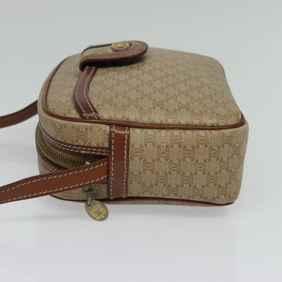 CELINE Macadam Canvas Shoulder Bag Beige Auth 138274