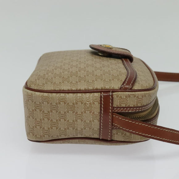CELINE Macadam Canvas Shoulder Bag Beige Auth 138274