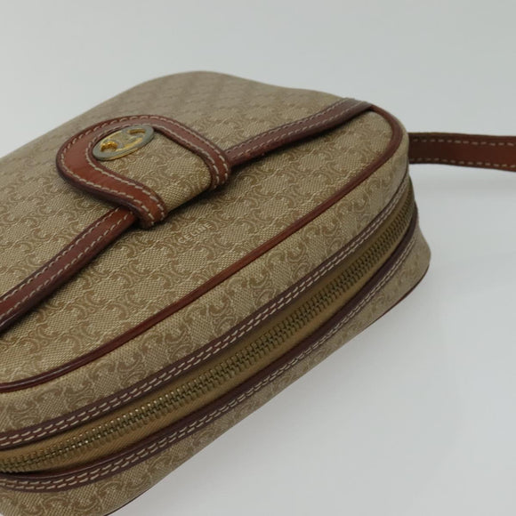 CELINE Macadam Canvas Shoulder Bag Beige Auth 138274