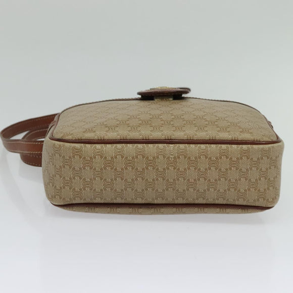CELINE Macadam Canvas Shoulder Bag Beige Auth 138274