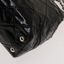 CHANEL Chain Shoulder Bag Patent leather Black Silver CC Auth 138276-10