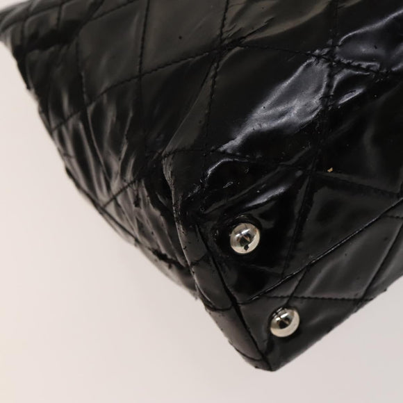 CHANEL Chain Shoulder Bag Patent leather Black Silver CC Auth 138276