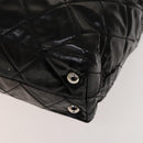 CHANEL Chain Shoulder Bag Patent leather Black Silver CC Auth 138276-12