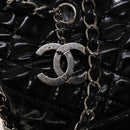 CHANEL Chain Shoulder Bag Patent leather Black Silver CC Auth 138276-14