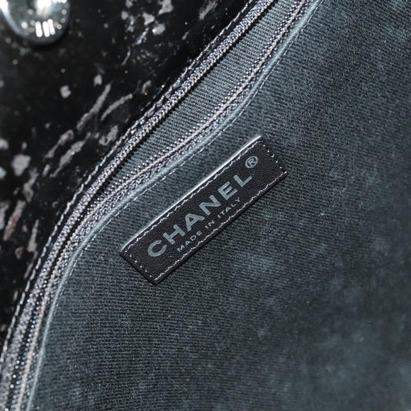 CHANEL Chain Shoulder Bag Patent leather Black Silver CC Auth 138276