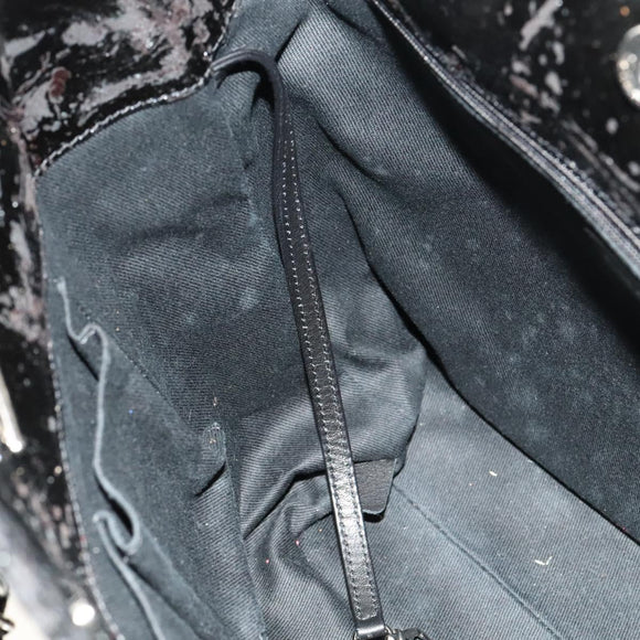 CHANEL Chain Shoulder Bag Patent leather Black Silver CC Auth 138276