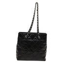 CHANEL Chain Shoulder Bag Patent leather Black Silver CC Auth 138276-3