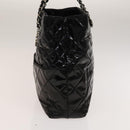 CHANEL Chain Shoulder Bag Patent leather Black Silver CC Auth 138276-4
