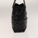 CHANEL Chain Shoulder Bag Patent leather Black Silver CC Auth 138276-5
