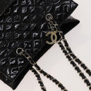 CHANEL Chain Shoulder Bag Patent leather Black Silver CC Auth 138276-6