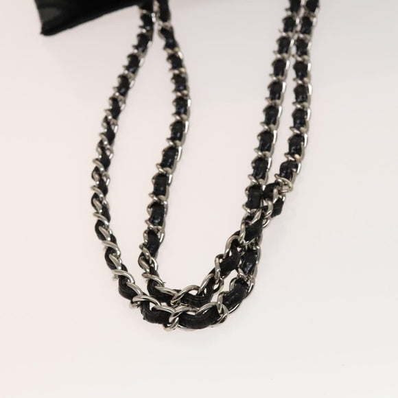CHANEL Chain Shoulder Bag Patent leather Black Silver CC Auth 138276