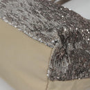 Salvatore Ferragamo Sequin Vala Tote Bag Nylon Silver Auth 138278-9