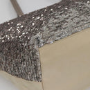 Salvatore Ferragamo Sequin Vala Tote Bag Nylon Silver Auth 138278-14