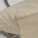 Salvatore Ferragamo Sequin Vala Tote Bag Nylon Silver Auth 138278-16