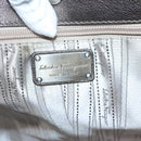 Salvatore Ferragamo Sequin Vala Tote Bag Nylon Silver Auth 138278-17