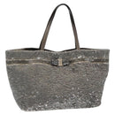 Salvatore Ferragamo Sequin Vala Tote Bag Nylon Silver Auth 138278-1