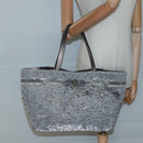 Salvatore Ferragamo Sequin Vala Tote Bag Nylon Silver Auth 138278-21