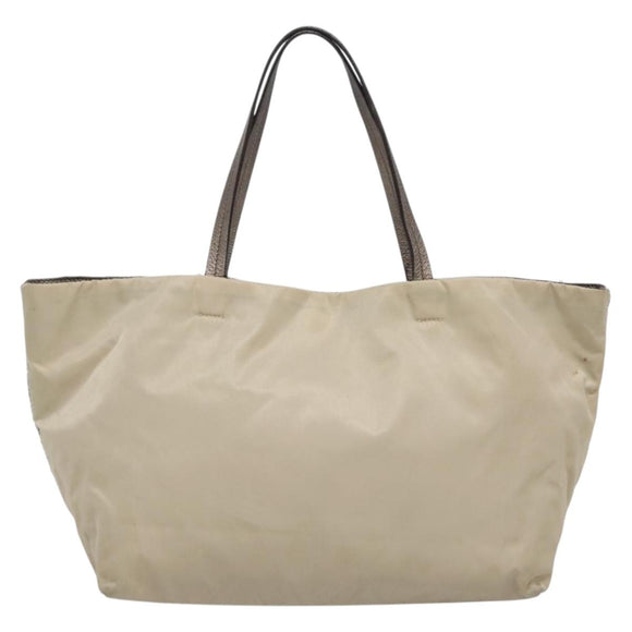 Salvatore Ferragamo Sequin Vala Tote Bag Nylon Silver Auth 138278