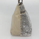 Salvatore Ferragamo Sequin Vala Tote Bag Nylon Silver Auth 138278-3