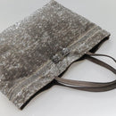 Salvatore Ferragamo Sequin Vala Tote Bag Nylon Silver Auth 138278-6