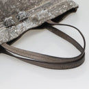 Salvatore Ferragamo Sequin Vala Tote Bag Nylon Silver Auth 138278-7