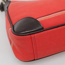 BURBERRY Nova Check Blue Label Shoulder Bag Canvas Red Silver Auth 138283-15