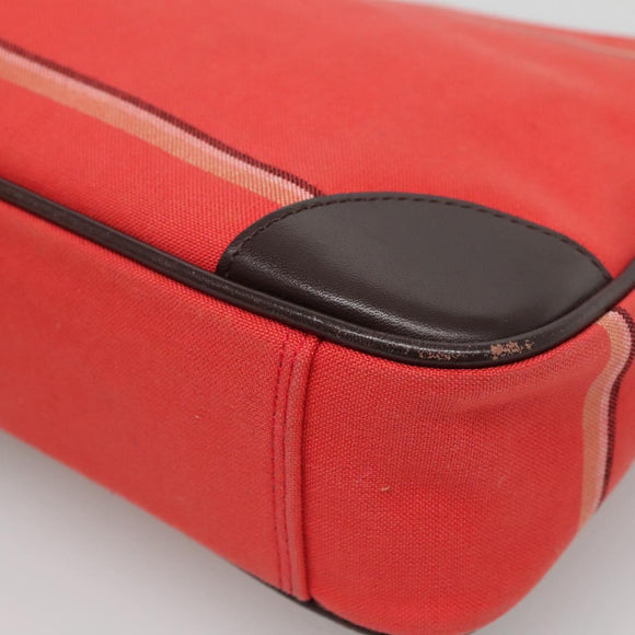 BURBERRY Nova Check Blue Label Shoulder Bag Canvas Red Silver Auth 138283