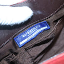 BURBERRY Nova Check Blue Label Shoulder Bag Canvas Red Silver Auth 138283-10