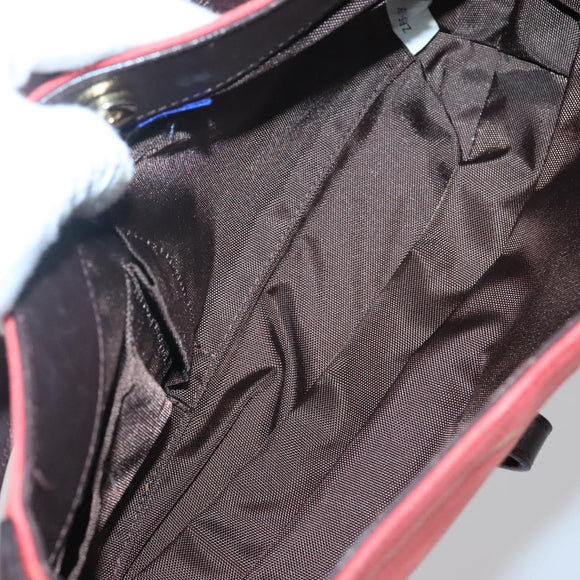 BURBERRY Nova Check Blue Label Shoulder Bag Canvas Red Silver Auth 138283