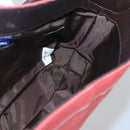 BURBERRY Nova Check Blue Label Shoulder Bag Canvas Red Silver Auth 138283-17