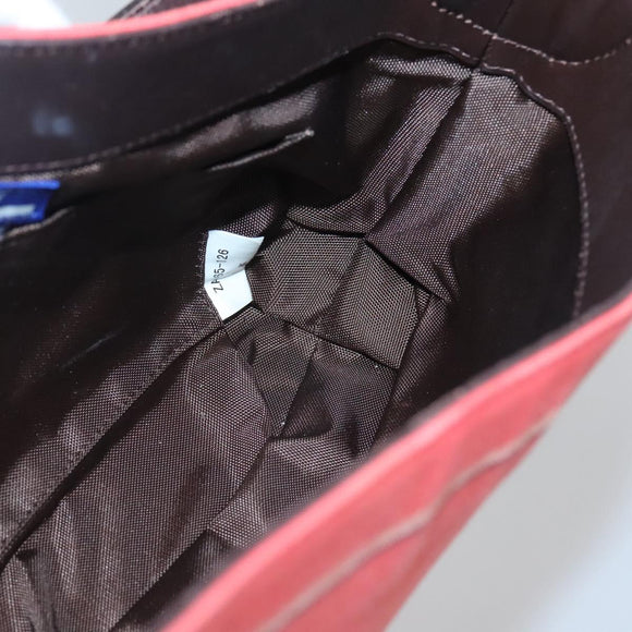 BURBERRY Nova Check Blue Label Shoulder Bag Canvas Red Silver Auth 138283