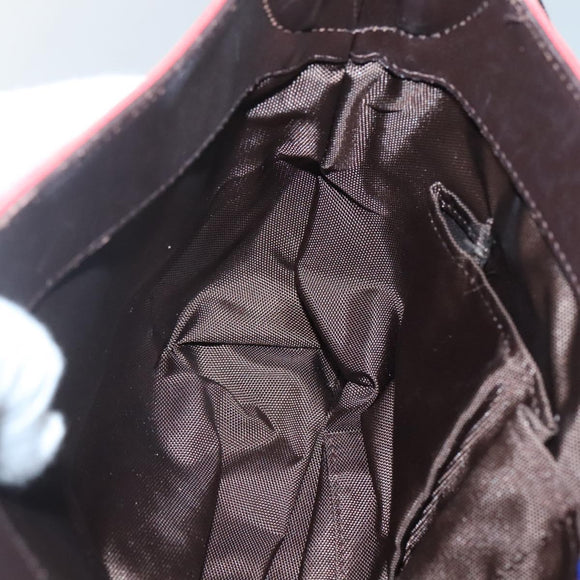 BURBERRY Nova Check Blue Label Shoulder Bag Canvas Red Silver Auth 138283