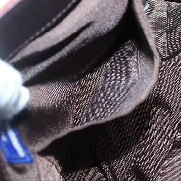 BURBERRY Nova Check Blue Label Shoulder Bag Canvas Red Silver Auth 138283