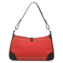 BURBERRY Nova Check Blue Label Shoulder Bag Canvas Red Silver Auth 138283-2