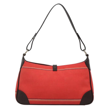 BURBERRY Nova Check Blue Label Shoulder Bag Canvas Red Silver Auth 138283 - 0