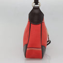 BURBERRY Nova Check Blue Label Shoulder Bag Canvas Red Silver Auth 138283-3