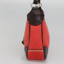 BURBERRY Nova Check Blue Label Shoulder Bag Canvas Red Silver Auth 138283-4