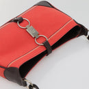 BURBERRY Nova Check Blue Label Shoulder Bag Canvas Red Silver Auth 138283-6