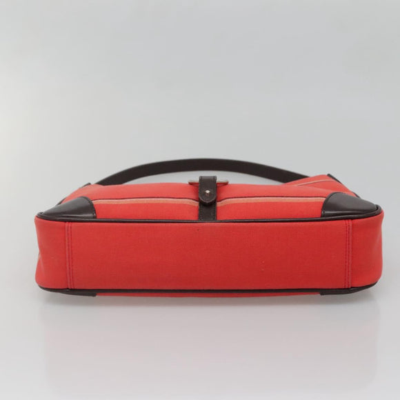 BURBERRY Nova Check Blue Label Shoulder Bag Canvas Red Silver Auth 138283