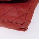 CHANEL Bicolore Waist bag Lamb Skin Red Gold CC Auth 138285-10