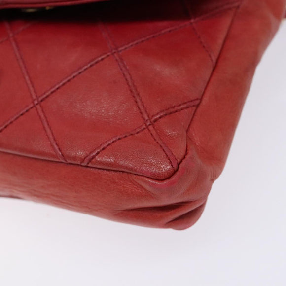 CHANEL Bicolore Waist bag Lamb Skin Red Gold CC Auth 138285