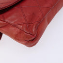 CHANEL Bicolore Waist bag Lamb Skin Red Gold CC Auth 138285-11