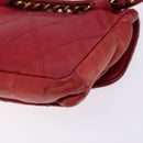 CHANEL Bicolore Waist bag Lamb Skin Red Gold CC Auth 138285-12