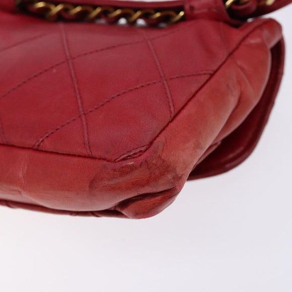 CHANEL Bicolore Waist bag Lamb Skin Red Gold CC Auth 138285