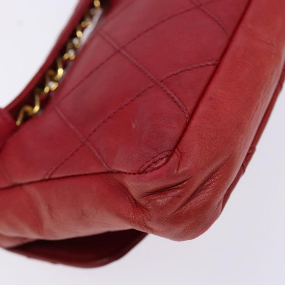 CHANEL Bicolore Waist bag Lamb Skin Red Gold CC Auth 138285