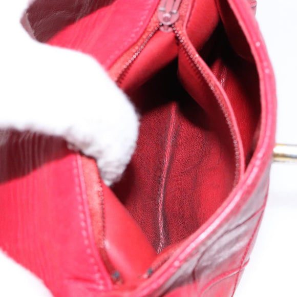 CHANEL Bicolore Waist bag Lamb Skin Red Gold CC Auth 138285