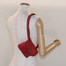 CHANEL Bicolore Waist bag Lamb Skin Red Gold CC Auth 138285-22